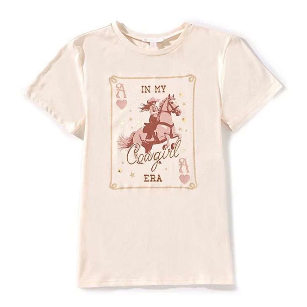GB T-Shirt In My Cowgirl Era Rodeo Graphic Western Women Small Cream